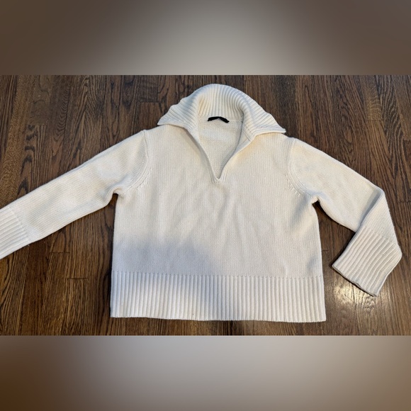 JENNI KAYNE Large Phoebe Cashmere Polo Sweater Cream $595 Oversized Lux Size L